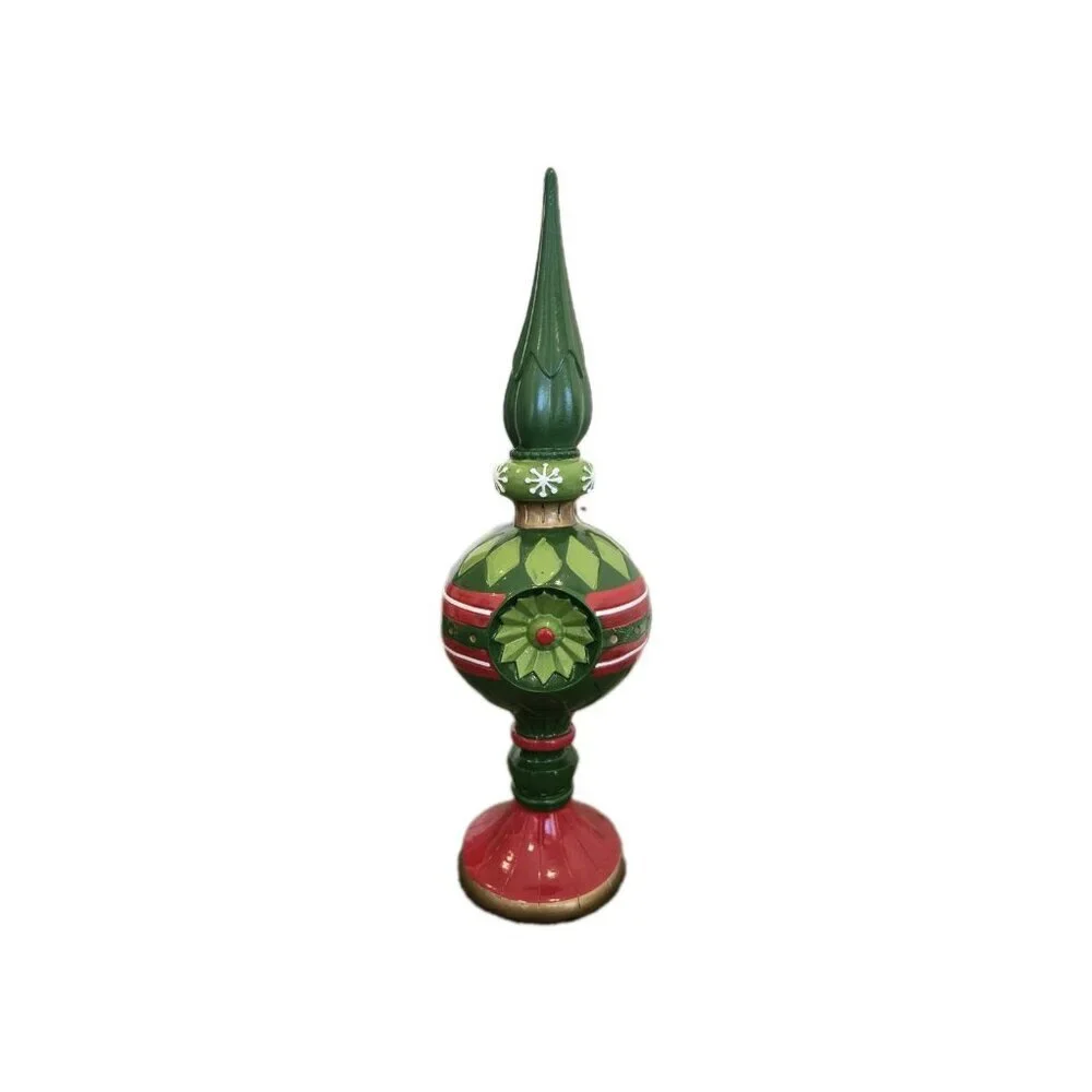 New Red & Green Christmas Holiday Resin Ornamant Finial Figure Statue Decor 15